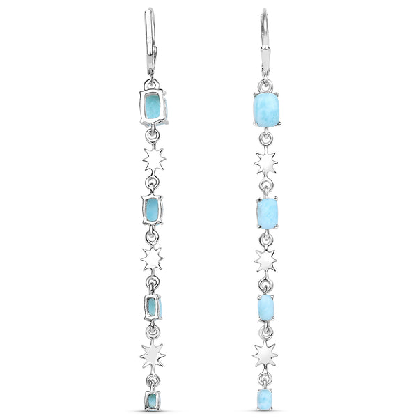 4.30 Carat Genuine Larimar .925 Sterling Silver Earrings