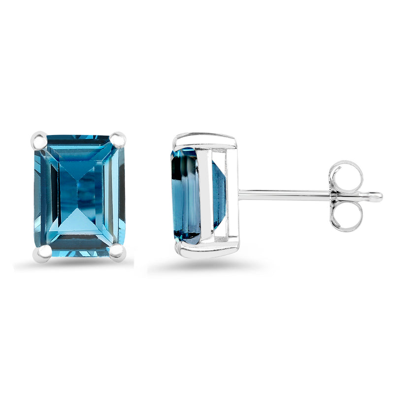 3.90 Carat Genuine London Blue Topaz .925 Sterling Silver Earrings