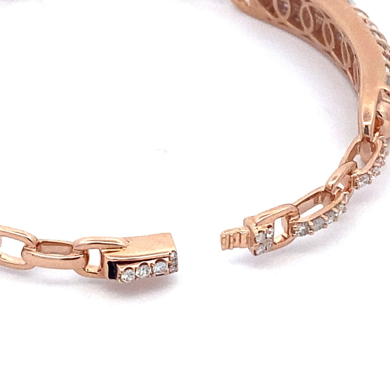 Natural 3.35ct Diamond Bangle Bracelet 14KT Rose Gold