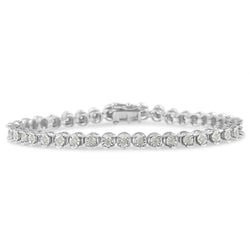 .925 Sterling Silver 1.0 Cttw Diamond Miracle-Set 7" Link Bracelet (I-J Color, I3 Clarity)