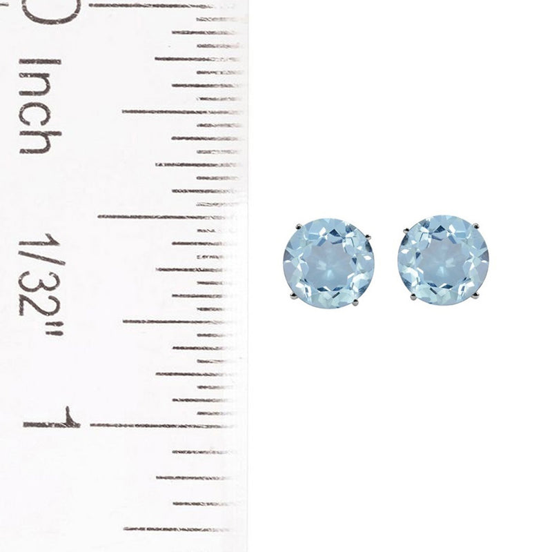 925 Sterling Silver Women  Stud Earring Sky Blue Topaz Round