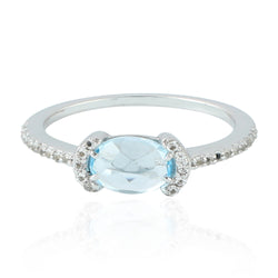 Natural Topaz Solitaire Ring 925 Sterling Silver Jewelry