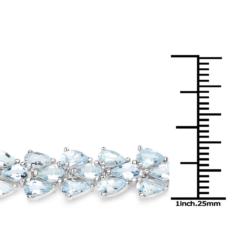 14.11 Carat Genuine Aquamarine .925 Sterling Silver Bracelet