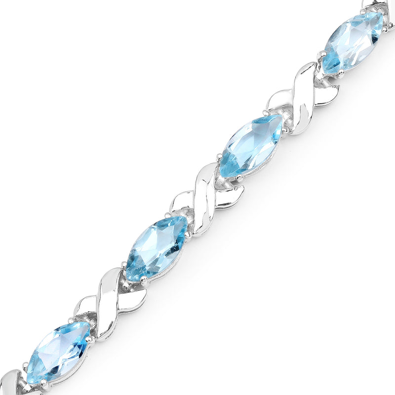 13.20 Carat Genuine Blue Topaz .925 Sterling Silver Bracelet