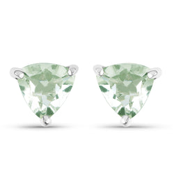 0.90 Carat Genuine Green Amethyst .925 Sterling Silver Earrings