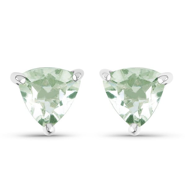 0.90 Carat Genuine Green Amethyst .925 Sterling Silver Earrings