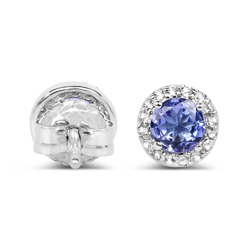 1.10 Carat Genuine Tanzanite and White Topaz .925 Sterling Silver Earrings