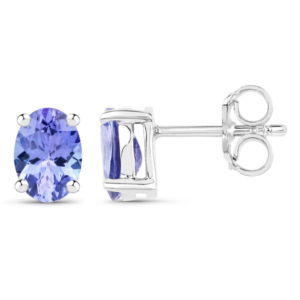 1.50 Carat Genuine Tanzanite .925 Sterling Silver Earrings