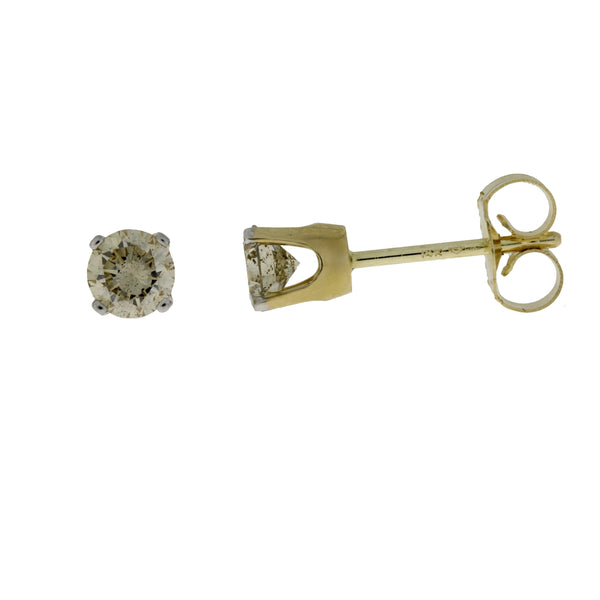 Genuine .50ct Diamond Stud Earrings 14KT Yellow Gold