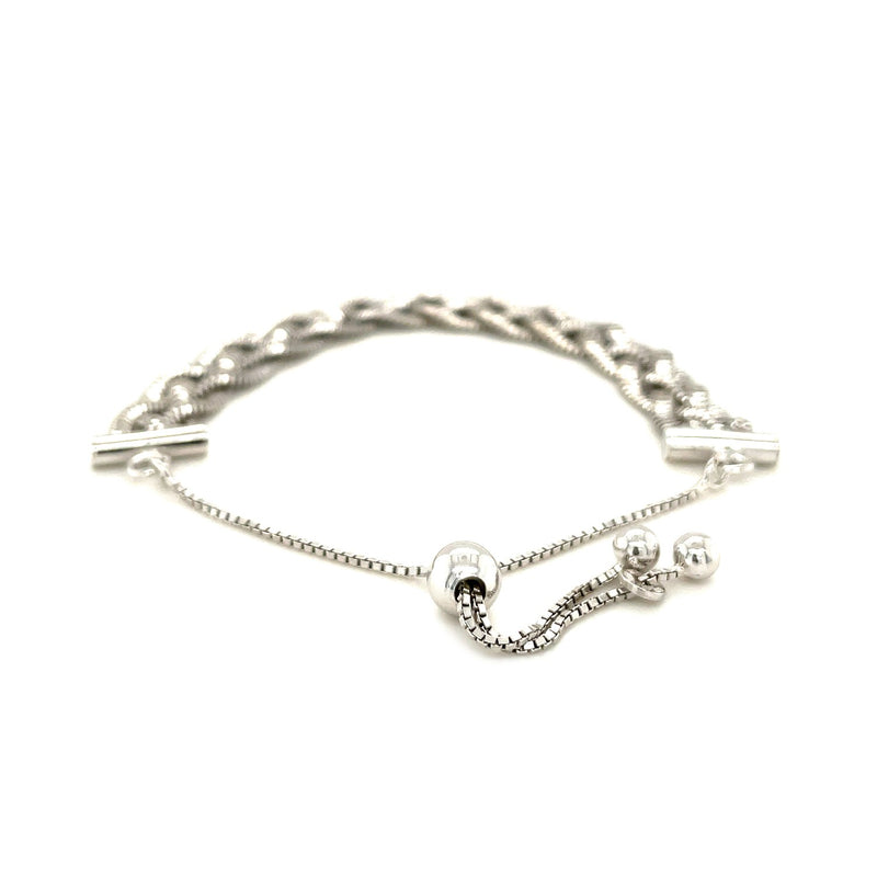 Adjustable Textured Braided Chain Bracelet in Sterling Silver