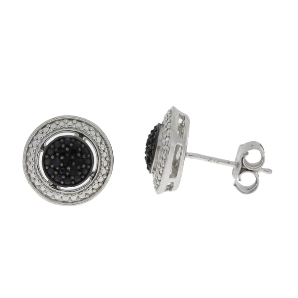 .10ct Black Diamond Stud Earrings Sterling Silver