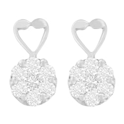 14K White Gold 1 1/4 cttw Round Cut Diamond Earrings (H-I, I1-I2)