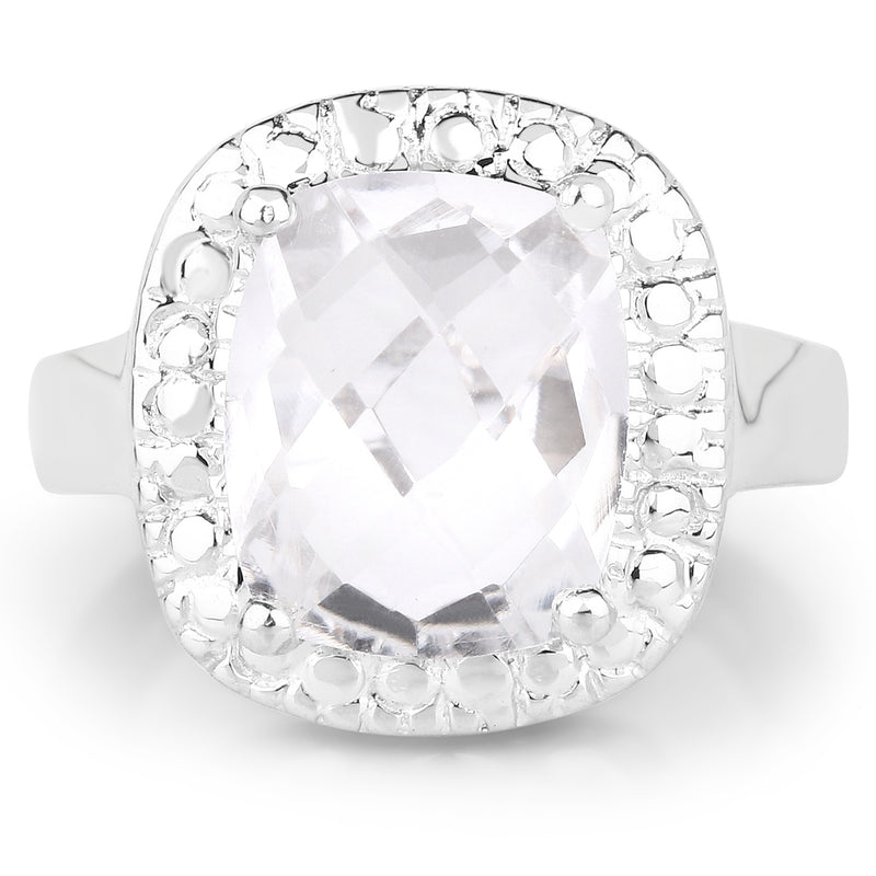 4.38 Carat Genuine Crystal Quartz .925 Sterling Silver Ring