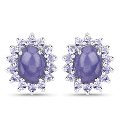 4.24 Carat Genuine Tanzanite .925 Sterling Silver Earrings