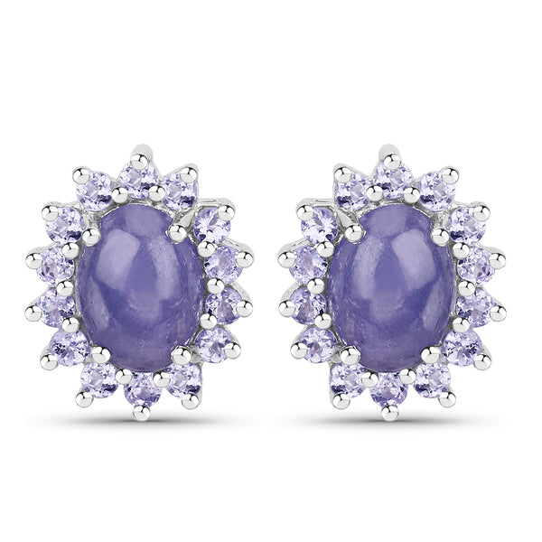 4.24 Carat Genuine Tanzanite .925 Sterling Silver Earrings