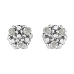 .925 Sterling Silver 1/10 cttw Prong Set Round-Cut Trio Diamond Stud Earrings (I-J Color, I3 Clarity)