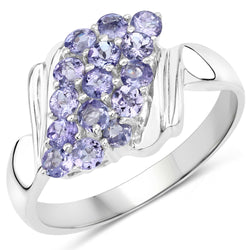 0.53 Carat Genuine Tanzanite .925 Sterling Silver Ring