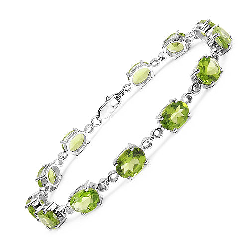 14.40 Carat Genuine Peridot .925 Sterling Silver Bracelet