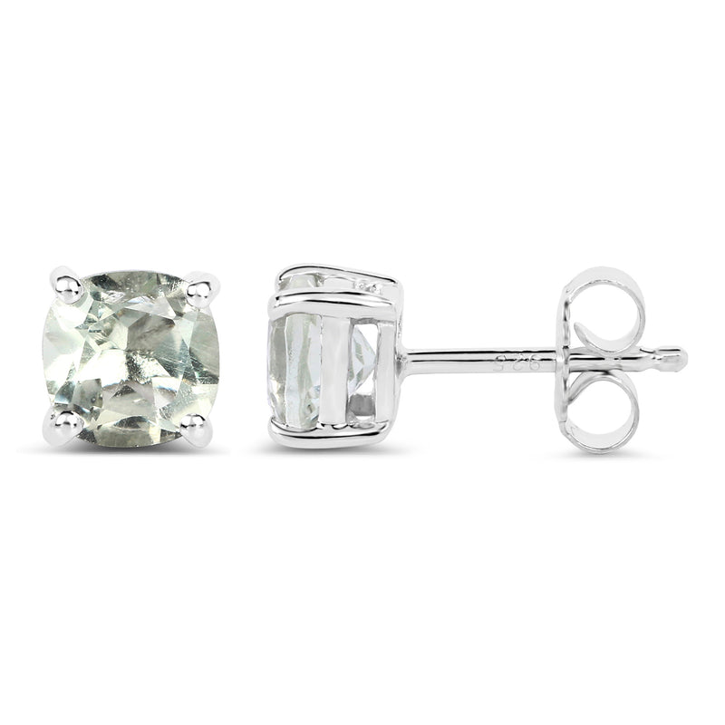 1.80 Carat Genuine Green Amethyst .925 Sterling Silver Earrings