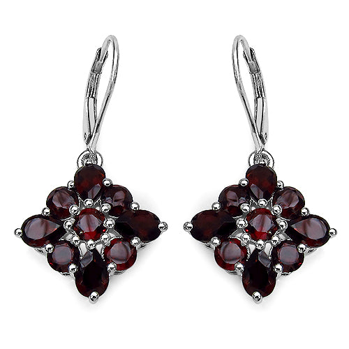 7.10 Carat Genuine Garnet .925 Sterling Silver Earrings