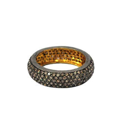 14k Gold 925 Sterling Silver Pave Diamond Handmade Band Ring Gift Jewelry