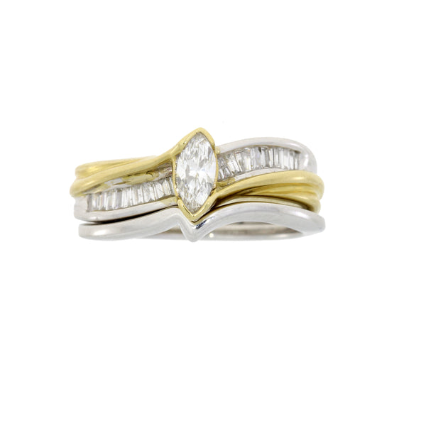 Diamond Diamond Engagement Ring Set 14KT 2 Tone Gold