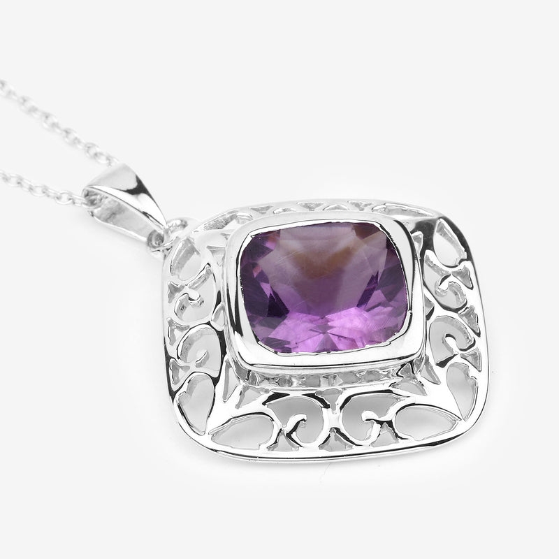 5.10 Carat Genuine Amethyst .925 Sterling Silver Pendant