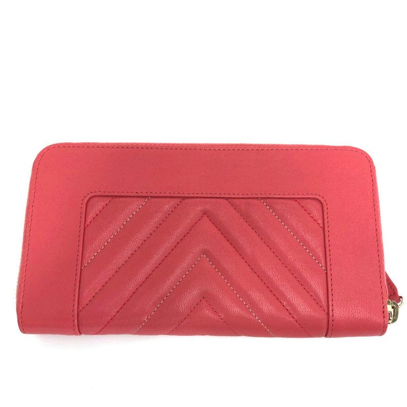 Chanel Long Wallet Mademoiselle CC Mark V Stitch Round Zip A80969 Leather Pink Ladies CHANEL