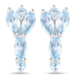 2.10 Carat Genuine Blue Topaz .925 Sterling Silver Earrings