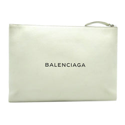 Balenciaga Shopping Clip M Ladies Clutch Bag 485110 Leather White
