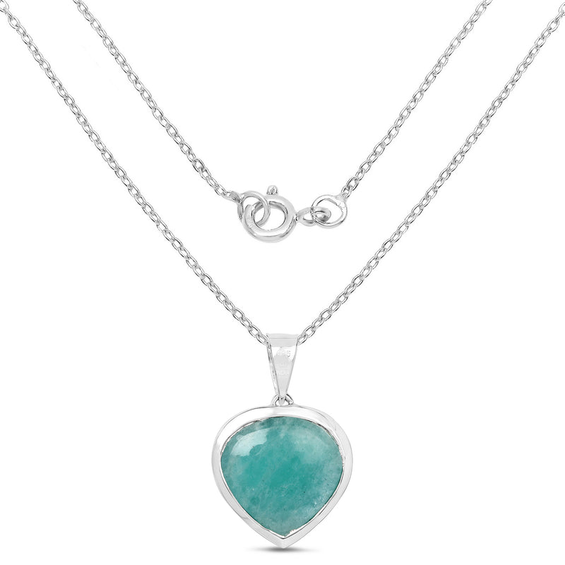 9.79 Carat Genuine Amazonite & Tanzanite .925 Sterling Silver Pendant