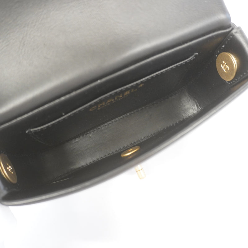 Auth Chanel Matelasse Chain Shoulder Womens Leather Shoulder Bag Black