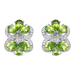 8.77 Carat Genuine Peridot & White Topaz .925 Sterling Silver Earrings