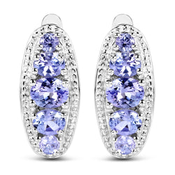 1.62 Carat Genuine Tanzanite .925 Sterling Silver Earrings