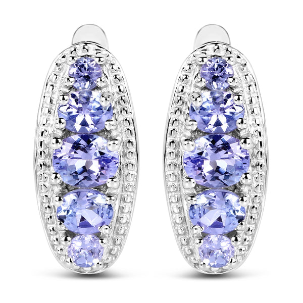 1.62 Carat Genuine Tanzanite .925 Sterling Silver Earrings