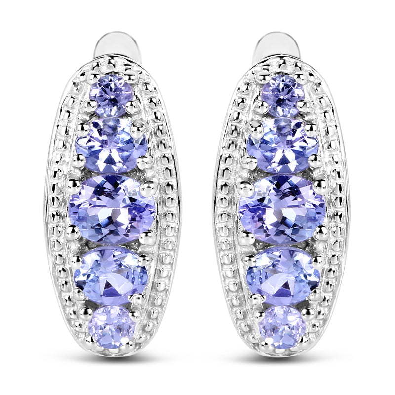 1.62 Carat Genuine Tanzanite .925 Sterling Silver Earrings