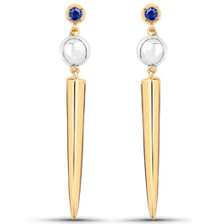 18K Yellow Gold Plated 0.14 Carat Genuine Kyanite .925 Sterling Silver Earrings