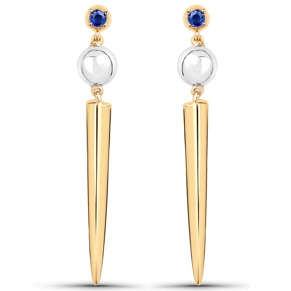 18K Yellow Gold Plated 0.14 Carat Genuine Kyanite .925 Sterling Silver Earrings