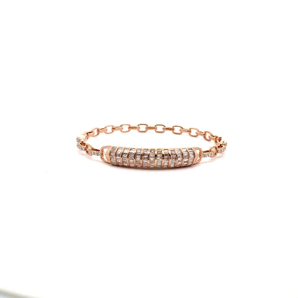 Natural 3.35ct Diamond Bangle Bracelet 14KT Rose Gold