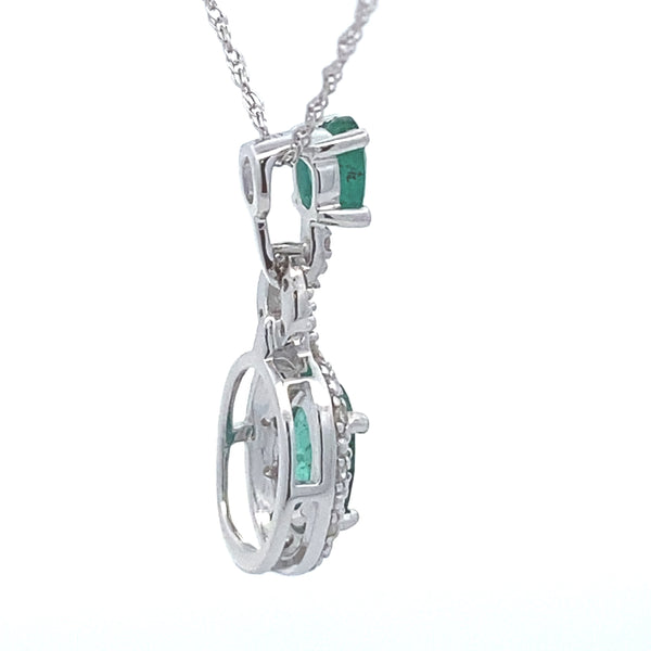 .08ct Emerald Diamond Fashion Pendants 14KT White Gold
