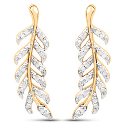 18K Yellow Gold Plated 0.24 Carat Genuine White Diamond .925 Sterling Silver Earrings