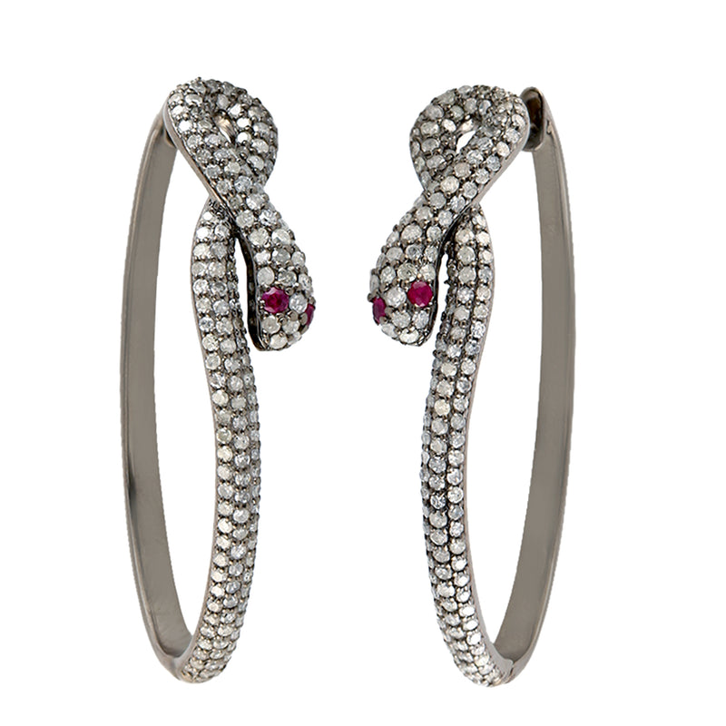 Pave Diamond Snake Huggie Earrings 18k Gold 925 Silver Hoop Earrings Jewelry