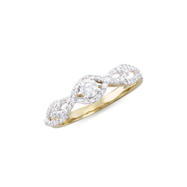 0.55 CTS TW CERTIFIED DIAMONDS 14K YELLOW GOLD DESIGNER RING SIZE 7.5