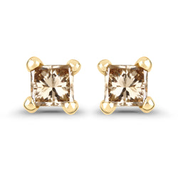 0.25 Carat Genuine Champagne Diamond 14K Yellow Gold Earrings (SI1-SI2)