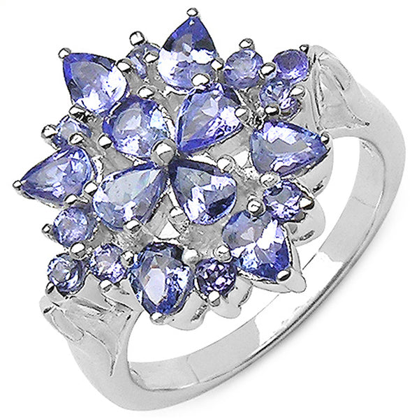 1.75 Carat Genuine Tanzanite .925 Sterling Silver Ring