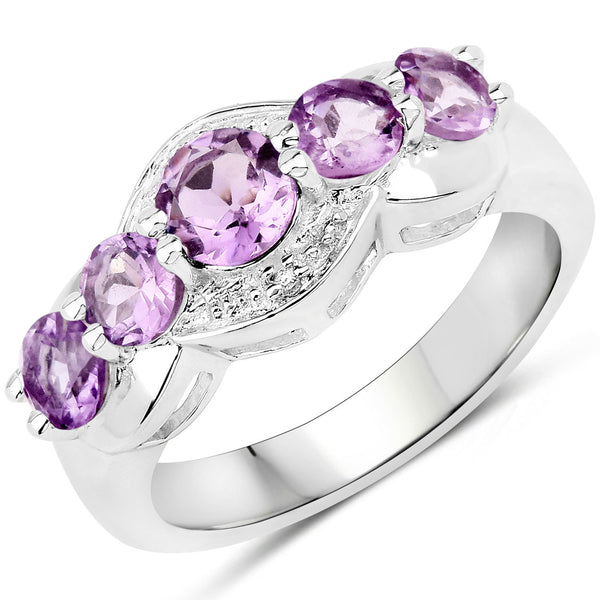 1.39 Carat Genuine Amethyst .925 Sterling Silver Ring