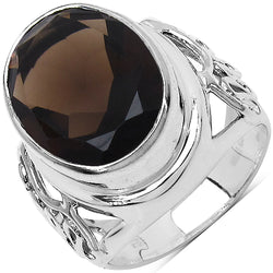 7.80 Carat Genuine Smoky Quartz .925 Sterling Silver Ring