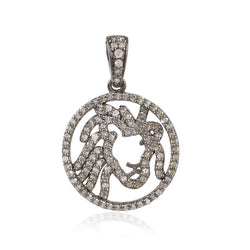 925 Sterling Silver Pave Diamond Designer Pendant Women's Vintage Jewelry