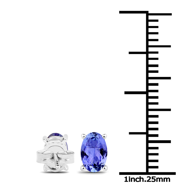 0.88 Carat Genuine Tanzanite 14K White Gold Earrings