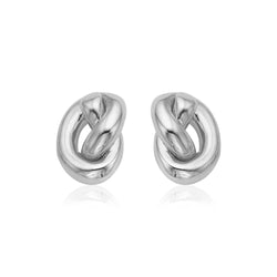 14k White Gold Polished Knot Earrings